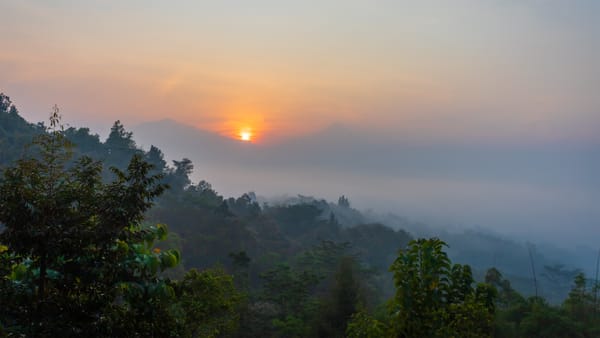 Sunrise Between Two Volcanoes